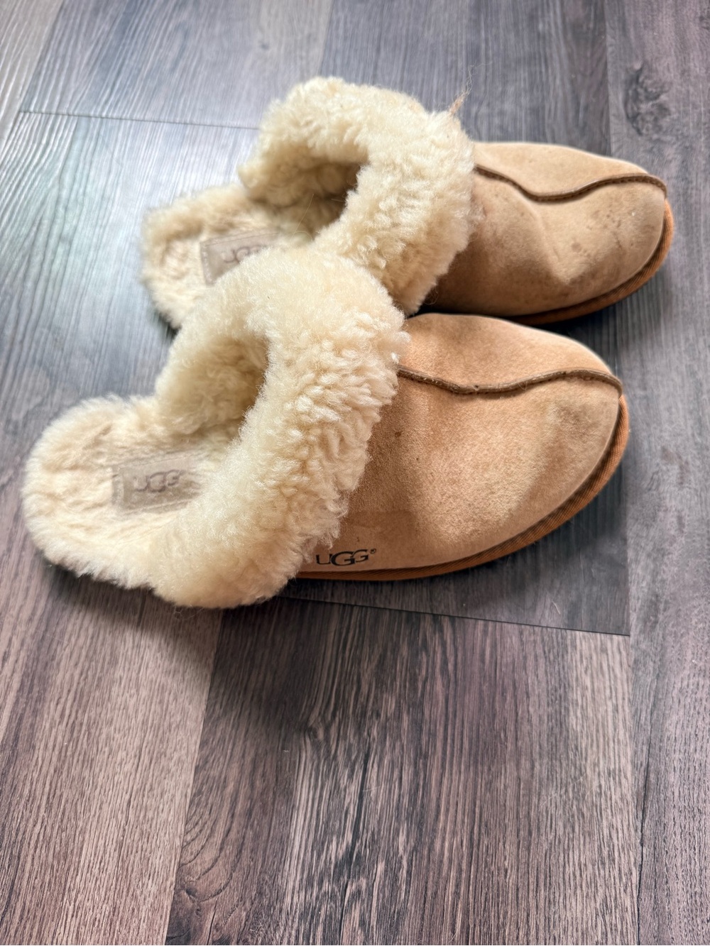 UGG Chestnut Tan Shearling-Lined Slip-On Slippers - Picture 4 of 7